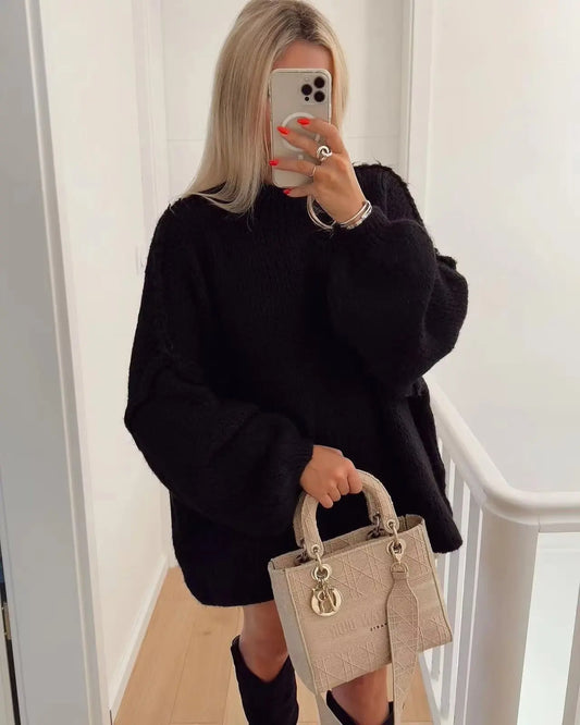 2024 Knitwears Top Casual Oversized Sweater Women Winter Warm Clothes Jumper Pullover Outerwear Trend Long Sleeve Autumn White