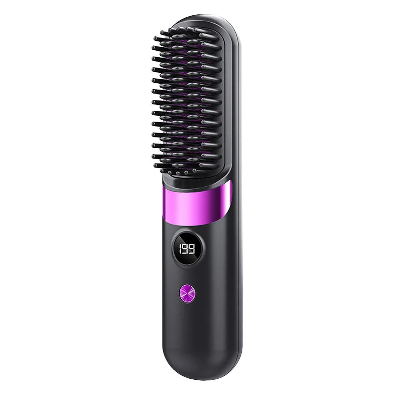 2025 New USB Charging Cordless Hair Straightener Brush-Portable Hair Straightening Brush LED Display for Women Travel Gift