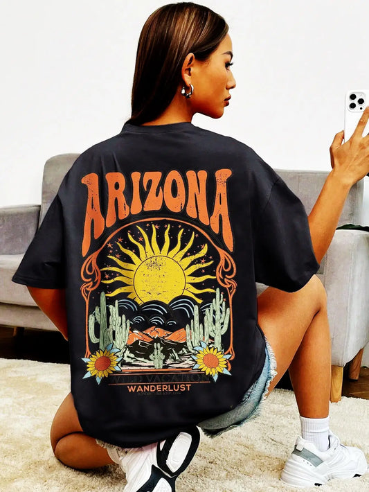 Arizona Scenery Printed Womens T-Shirt Harajuku Personality Tshirt Fashion Casual Clothing Breathable Summer T Shirts Women
