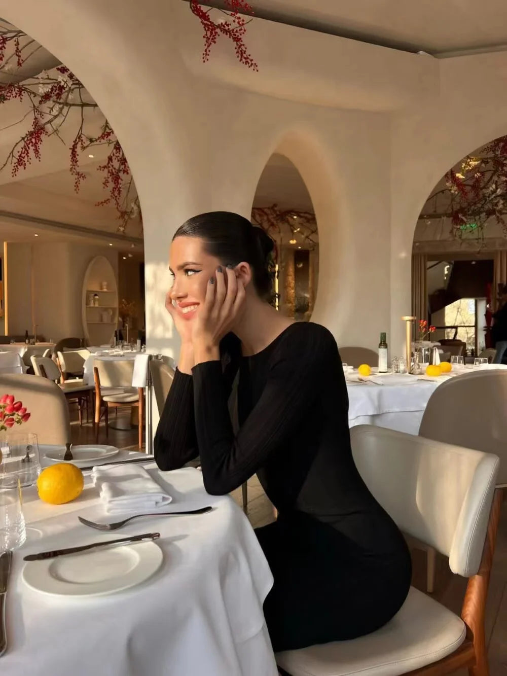 2024 Women Spring Solid Maxi Long Sweater Dress Elegant Casual Fashion Pullover Bodycon Slim Streetwear Knitted Dress Autumn