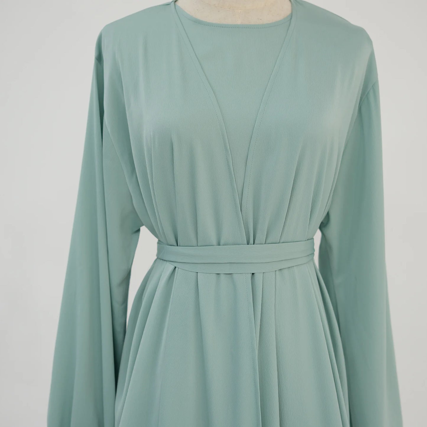 2 Piece Saudi Arabia Muslim Women Satin Abaya Dress for Women Islam Dubai Vacation Modest Clothing Elegant Turkish Robe