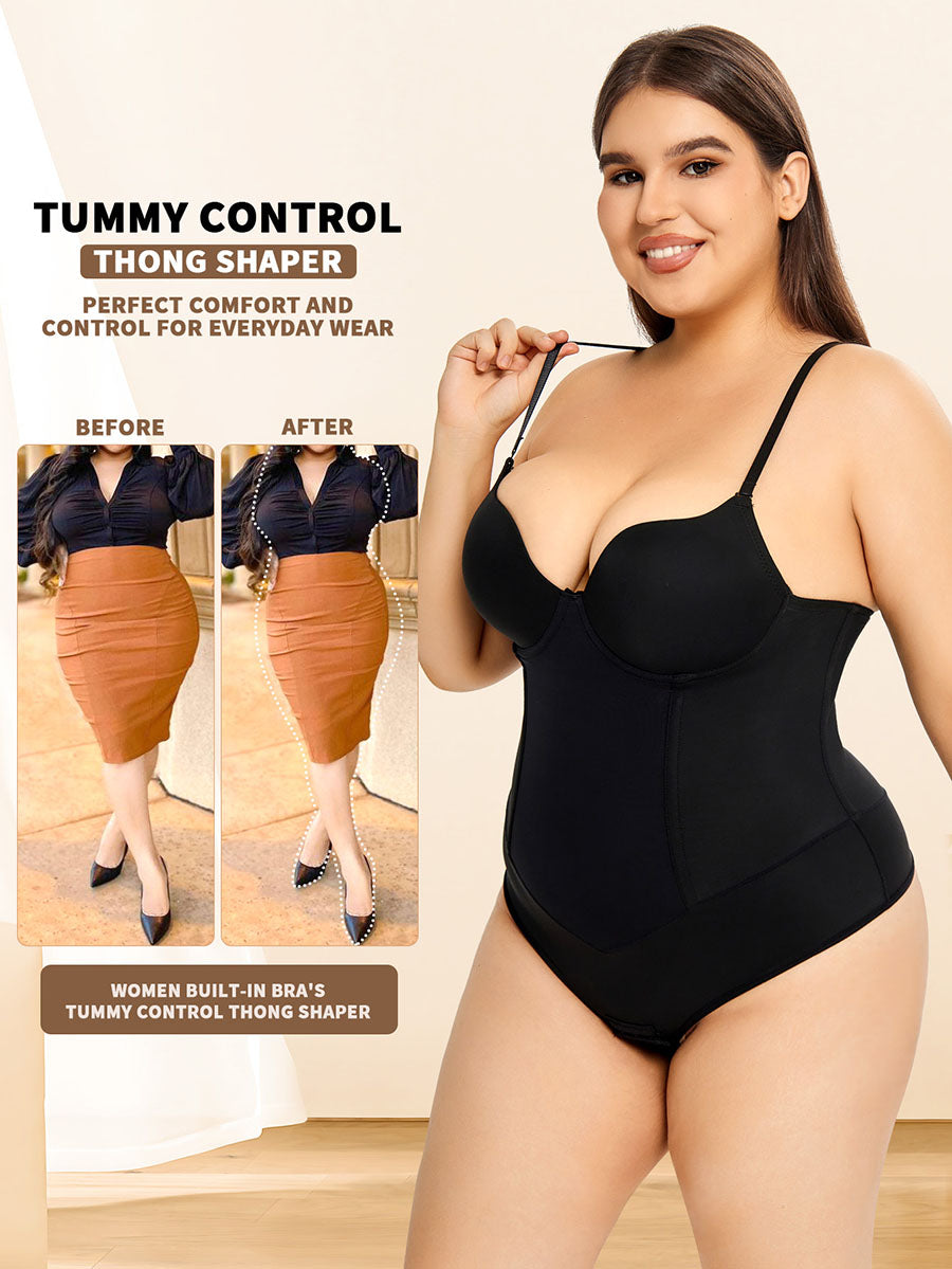 BRABIC Shapewear Bodysuit for Women Tummy Back Body Shaper (3X-Large, Black)